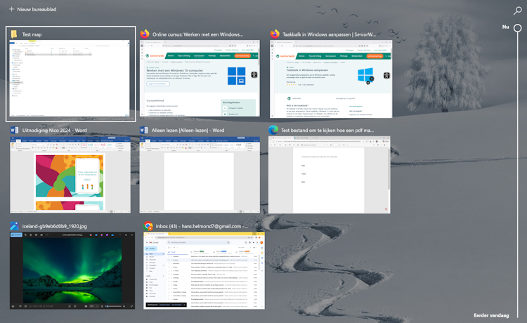 Voorbeeld geopende Taakweergave